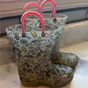 Kids light up Unicorn Rain Boots - Pink and Gray